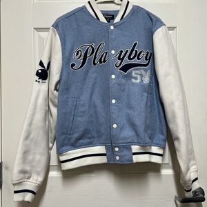 Playboy by PacSun Blue and Cream Jacket